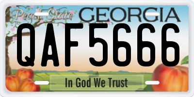 GA license plate QAF5666