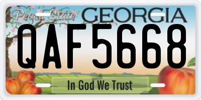 GA license plate QAF5668