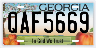 GA license plate QAF5669