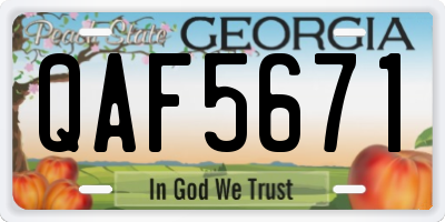 GA license plate QAF5671