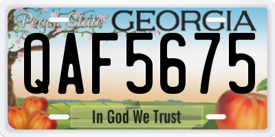 GA license plate QAF5675