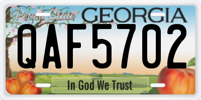 GA license plate QAF5702