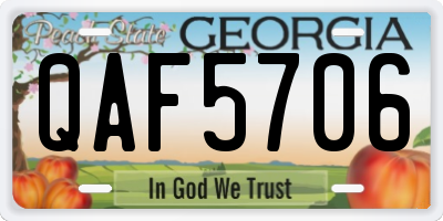GA license plate QAF5706