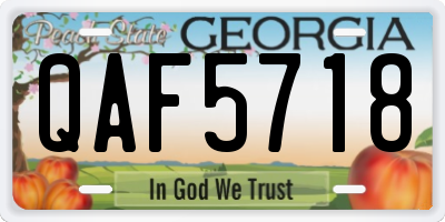 GA license plate QAF5718