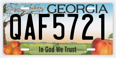 GA license plate QAF5721