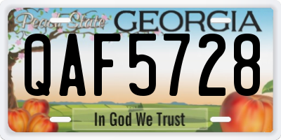 GA license plate QAF5728