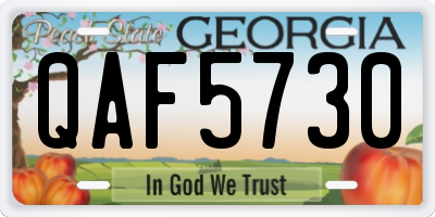 GA license plate QAF5730