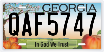 GA license plate QAF5747