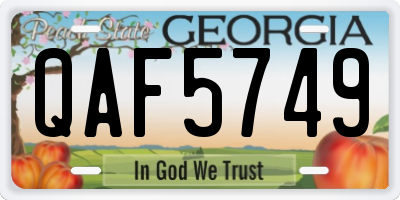 GA license plate QAF5749