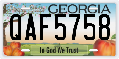 GA license plate QAF5758