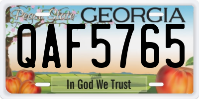 GA license plate QAF5765