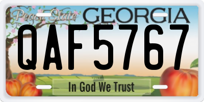 GA license plate QAF5767
