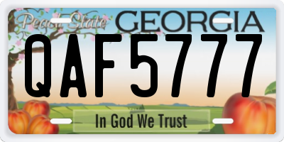 GA license plate QAF5777