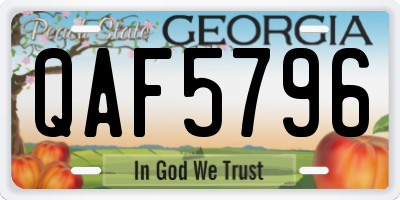 GA license plate QAF5796