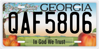GA license plate QAF5806