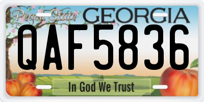 GA license plate QAF5836