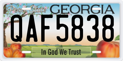 GA license plate QAF5838