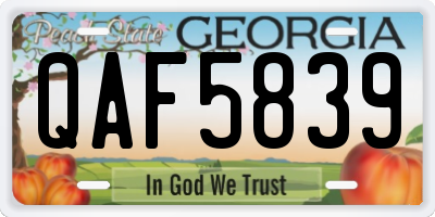 GA license plate QAF5839