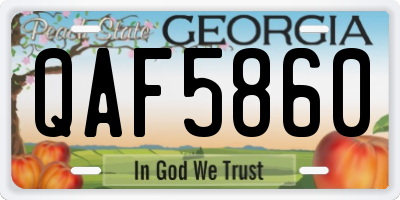 GA license plate QAF5860