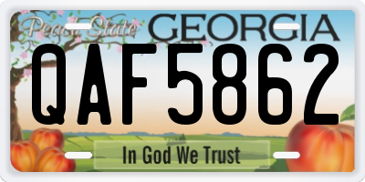 GA license plate QAF5862