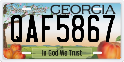 GA license plate QAF5867