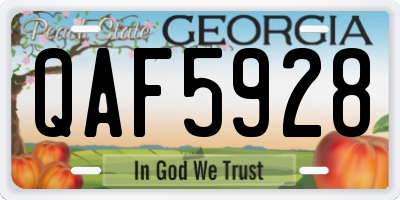 GA license plate QAF5928
