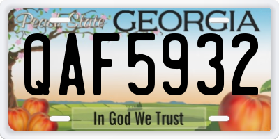 GA license plate QAF5932