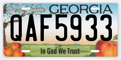 GA license plate QAF5933