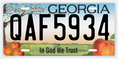 GA license plate QAF5934