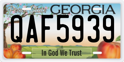 GA license plate QAF5939