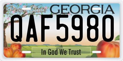 GA license plate QAF5980