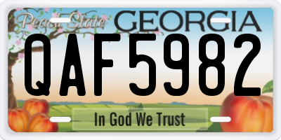 GA license plate QAF5982