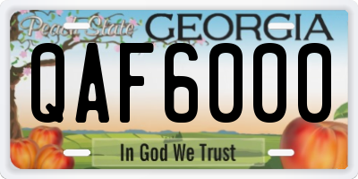 GA license plate QAF6000