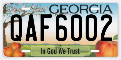 GA license plate QAF6002