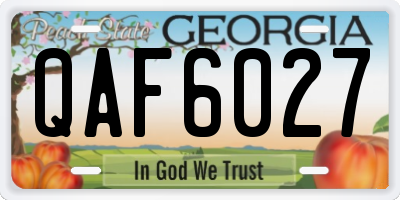 GA license plate QAF6027