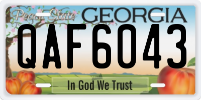 GA license plate QAF6043