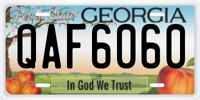 GA license plate QAF6060