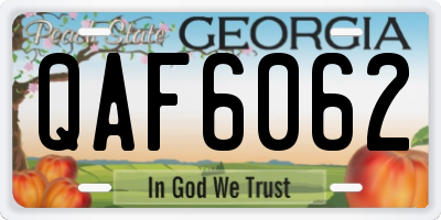 GA license plate QAF6062