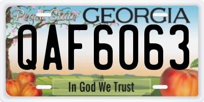 GA license plate QAF6063