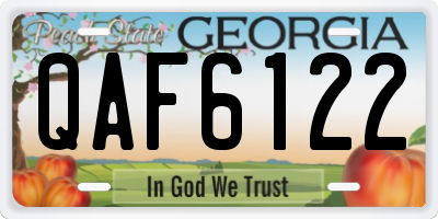 GA license plate QAF6122