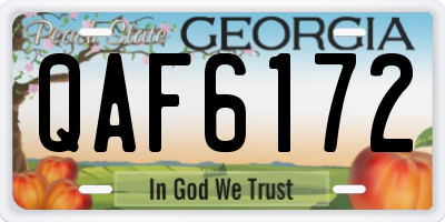 GA license plate QAF6172