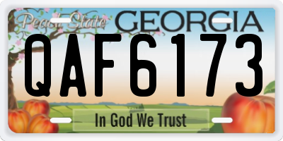 GA license plate QAF6173