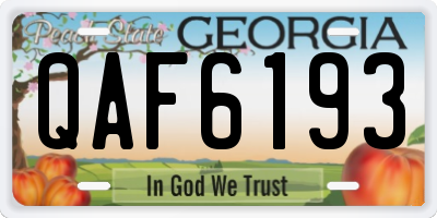 GA license plate QAF6193