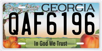 GA license plate QAF6196