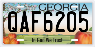 GA license plate QAF6205