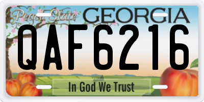 GA license plate QAF6216