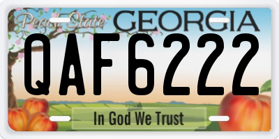 GA license plate QAF6222