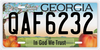 GA license plate QAF6232