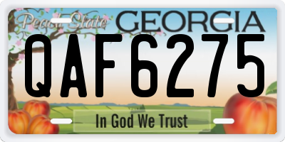 GA license plate QAF6275