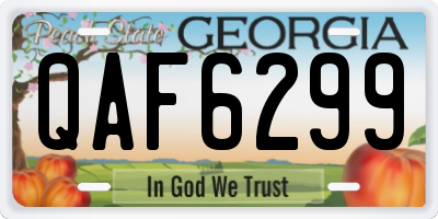 GA license plate QAF6299